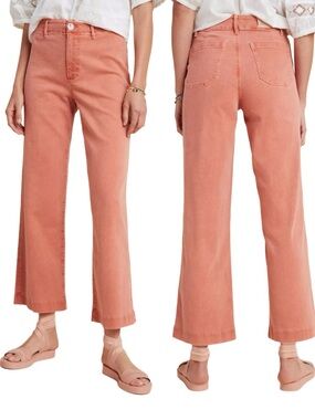 Paige Nellie Culotte Jeans 29 Coral High Rise Wide Leg Crop Denim